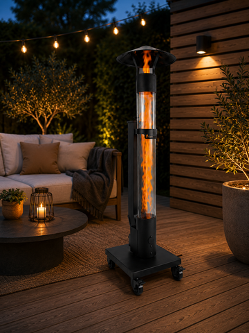  Flamesa kompakter Pelletofen außen – Atmosphäre und Wärme auf der Terrasse