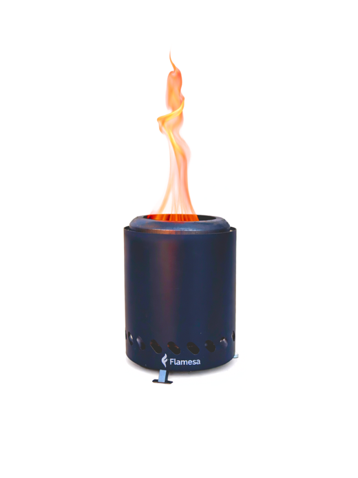 Flamesa Vulcan – Schwarze Tisch-Pellet-Feuerstelle für den Außenbereich