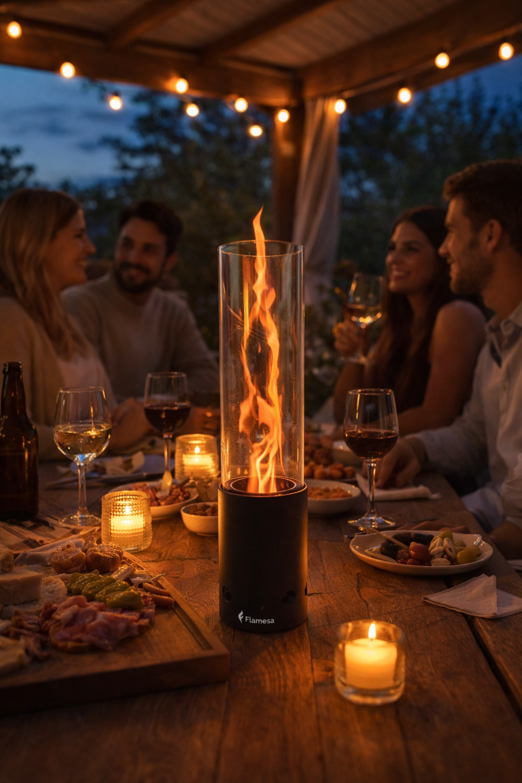 Flamesa Pyra – kompakte und elegante Pelletflamme für den Außenbereich