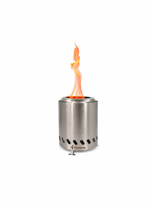 Flamesa® Vulcan - Pellet-Feuerkorb als Tischmodell in Silber